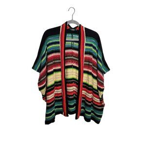 Lauren Ralph Lauren Multicolor Stripe Knit Open Front Poncho L/XL Acrylic & Cott